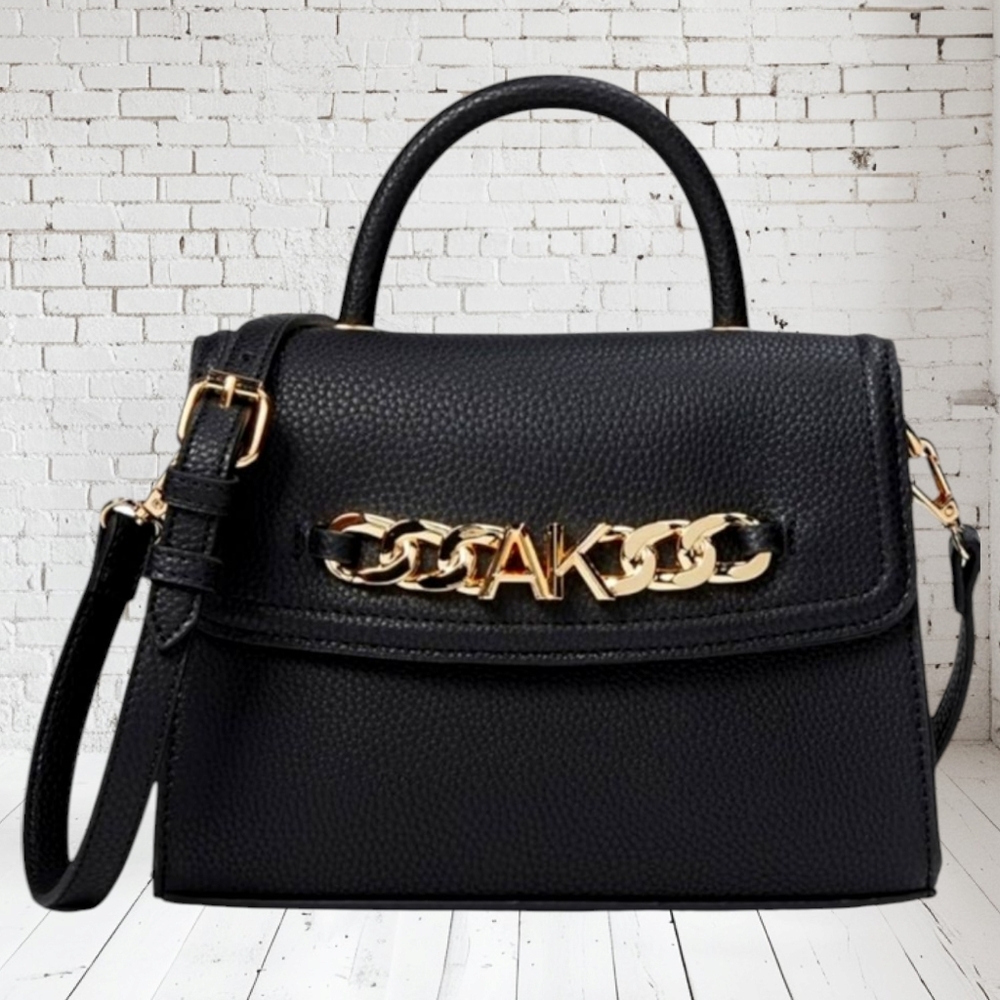 Anne Klein Crossbody Purse Satchel With Top Handle Chunky Chain Decor Like New!